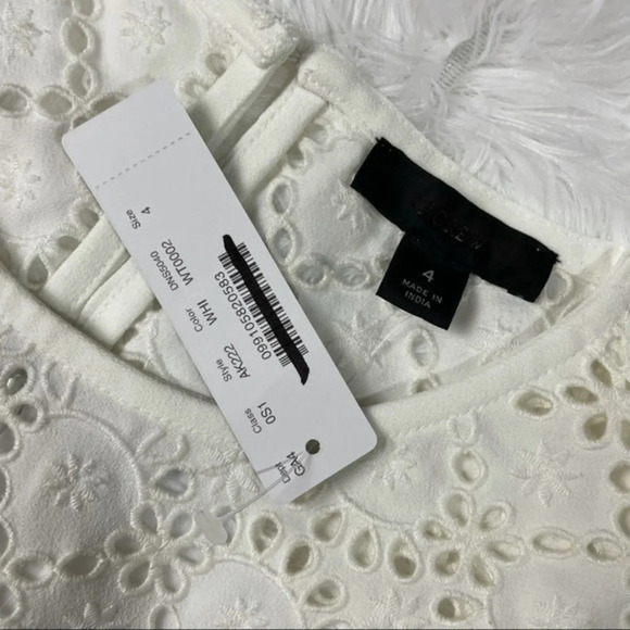 New J Crew Laser Cut Eyelet Dress White 4 - Picture 8 of 8